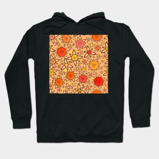 Flower Suns Warm on Pale Orange Repeat 5748 Hoodie